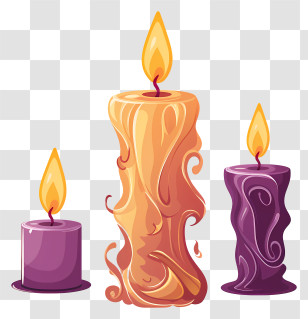Candles - Tall Decorative Candles With Ornamental Wax Patterns Transparent PNG