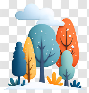 Winter Snowfall In Forest - Colorful Trees In A Winter Landscape Transparent PNG