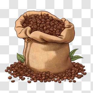 Coffee Beans - Burlap Sack Filled With Fresh Coffee Beans Transparent PNG