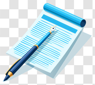 Document - Blue Pen And Paper For Writing Transparent PNG