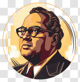 Bhimrao Ramji Ambedkar - Portrait Of A Man With Glasses Transparent PNG
