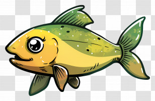 Fish - Cute Yellow Cartoon Fish Illustration Transparent PNG