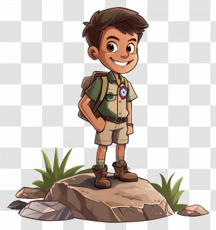 Cartoon Boy - Cartoon Boy Scout Exploring Nature Transparent PNG