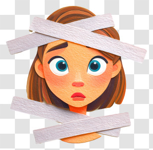 Scar Tape - Girl With Tapes On Face Transparent PNG