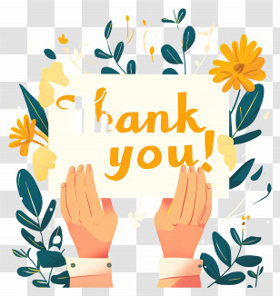 Thank You Placard - Thank You Card With Floral Design Transparent PNG