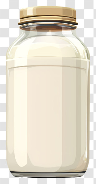 Milk Bottle - Milk Jar With Golden Lid Transparent PNG