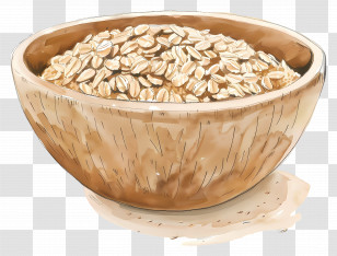 Oatmeal - Wooden Bowl Of Oats Illustration Transparent PNG