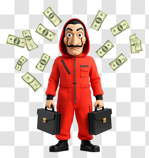 Masked Robber - Masked Heist Character With Money Transparent PNG