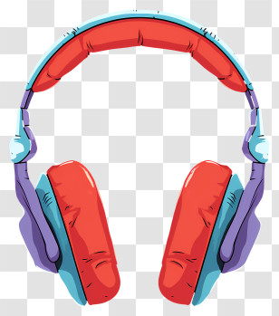Colorful Headphones - Vibrant Red And Blue Headphones Design Transparent PNG
