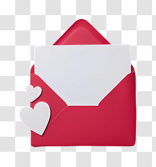 Mail - Red Envelope With Hearts Transparent PNG