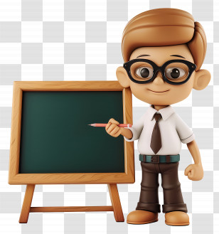 Cartoon Teacher - Cartoon Teacher With Chalkboard Illustration Transparent PNG