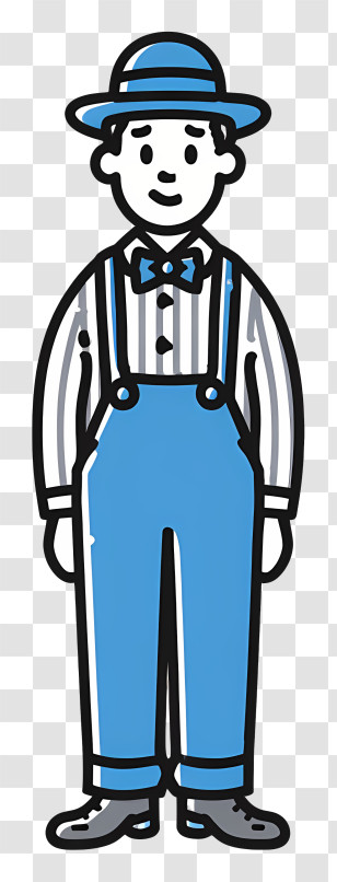 Farmer In Blue Overalls - Man In Blue Outfit Cartoon Transparent PNG