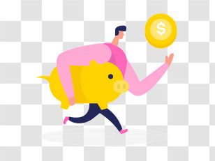Man Running - Person Holding Piggy Bank And Coin Transparent PNG