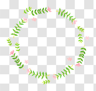 Green Wreath - Floral Wreath With Greenery And Blossoms Transparent PNG