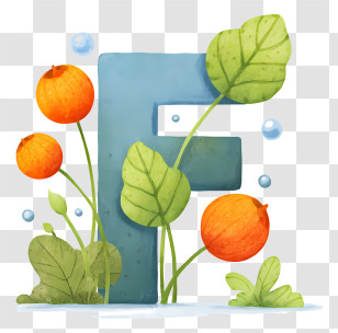 F Logo - Botanical Letter F With Oranges Transparent PNG