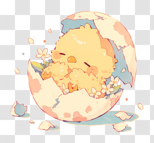 Sleepy Yellow Chick Hatching Transparent PNG
