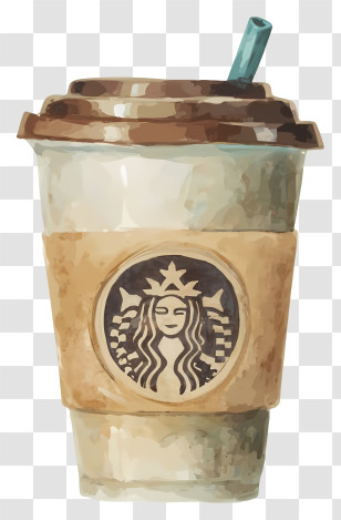 Coffee Cup - Watercolor Coffee Cup Illustration With Lid Transparent PNG