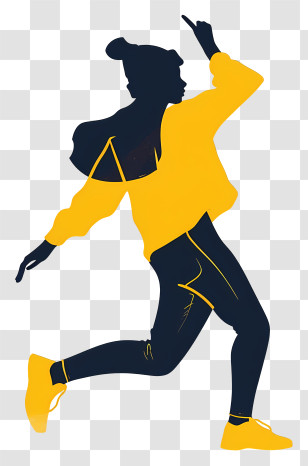 Disco Dancing - Silhouette Of Dancer In Yellow Transparent PNG