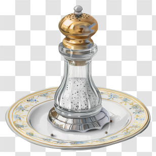 Pepper Shaker - Elegant Pepper Shaker On Plate Transparent PNG