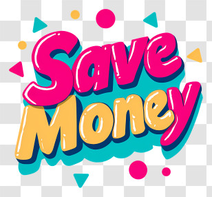 Save Money - Save Money Colorful Text Logo Transparent PNG