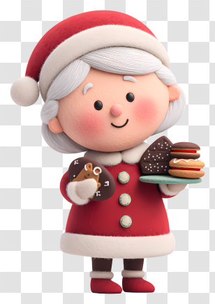Mrs Claus Holding Chocolate Cookies - Mrs. Claus With Holiday Cookies Transparent PNG