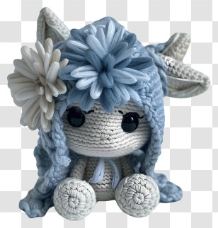 Crochet Doll - Adorable Blue Crochet Doll Transparent PNG
