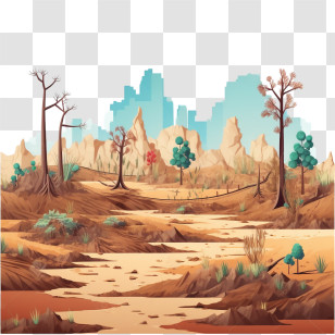 Combat Desertification
 - Desert Landscape With Sparse Trees And Skyline Transparent PNG