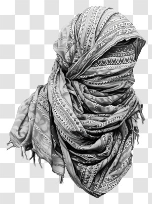 Keffiyeh Scarf - Black And White Patterned Scarf Transparent PNG