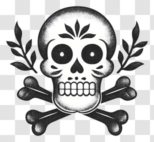 Sugar Skull With Crossbones - Skull And Crossbones Symbol Transparent PNG
