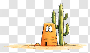 Cartoon Desert - Cartoon Cactus And Desert House Transparent PNG