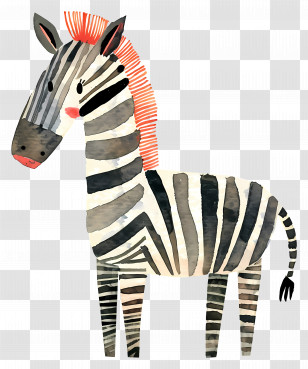 Zebra Striped Pattern Pink Nose Mane Brown Body Transparent PNG