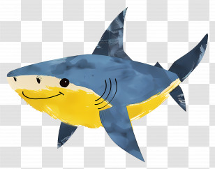 Baby Shark - Smiling Cartoon Shark Illustration Transparent PNG