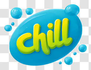 Chill Logo - Chill Blue Bubble 3D Lettering Transparent PNG