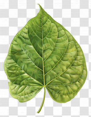 Bodhi Tree Leaf - Detailed Green Leaf Illustration Transparent PNG