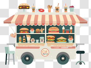 Street Food - Delicious Food Truck Serving Various Meals Transparent PNG