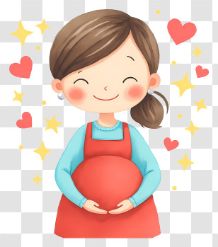 Cartoon Pregnant Woman - Happy Pregnant Mom Cartoon Transparent PNG
