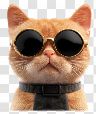 Sunglasses - Orange Cat Wearing Sunglasses Transparent PNG