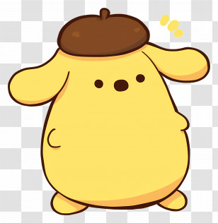 Pompompurin - Cute Yellow Cartoon Dog With Brown Hat Transparent PNG