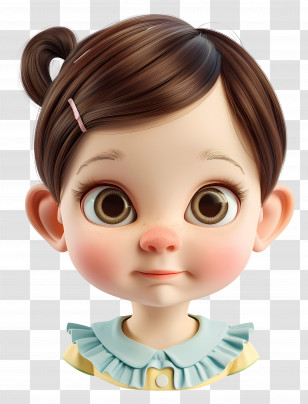 Baby Girl - Cute Cartoon Girl With Big Eyes Transparent PNG