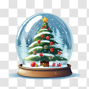 Christmas Snow Ball - Christmas Tree Inside Snow Globe Transparent PNG