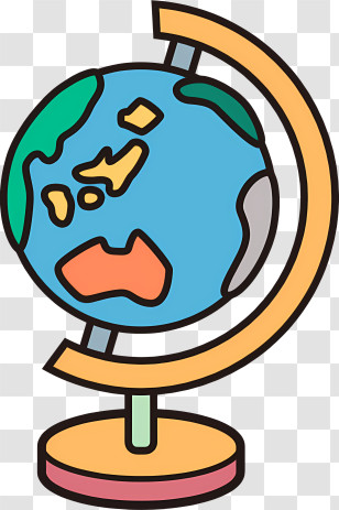 Cartoon - Cartoon Earth Globe On Stand Illustration Transparent PNG