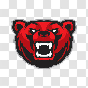 Bear Logo - Red Bear Face Logo With Fierce Details Transparent PNG
