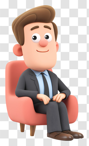 Cartoon Businessman Sit Chair - Man Sitting In Chair Transparent PNG