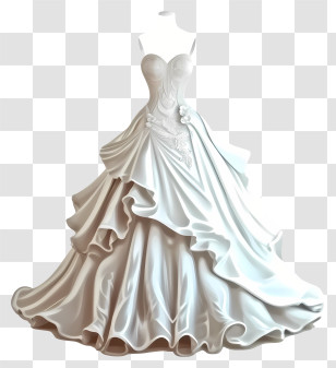 Realistic 3d Bride Dress - White Wedding Dress With Ruffled Details Transparent PNG
