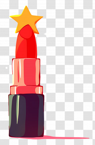 Red Lipstick - Lipstick With Star Top Transparent PNG