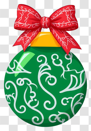 Christmas Ball - Green Christmas Ornament With Red Bow Transparent PNG