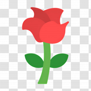 Rose Flower - Cartoon Style Red Flower Illustration Transparent PNG