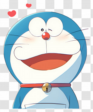 Doraemon - Smiling Cartoon Cat With Hearts Transparent PNG