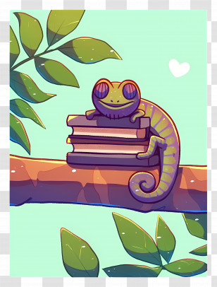 Chameleon - Chameleon Resting On Books Transparent PNG