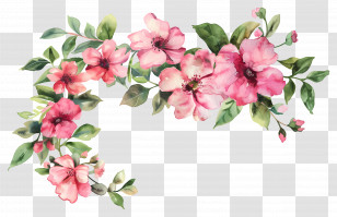 Tropical Flower Background - Delicate Watercolor Pink Flower Arrangement Transparent PNG
